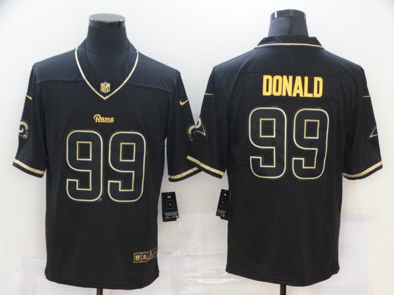 Men Los Angeles Rams 99 Donald Black gold lettering 2020 Nike NFL Jersey